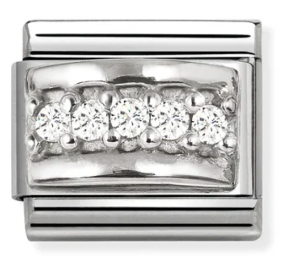 Symbols - White CZ Pave Design Silver Charm