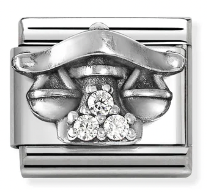 Zodiac - Libra with CZ Silver Charm