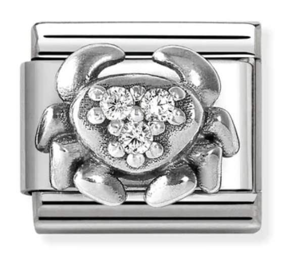 Zodiac - Cancer with CZ Silver Charm