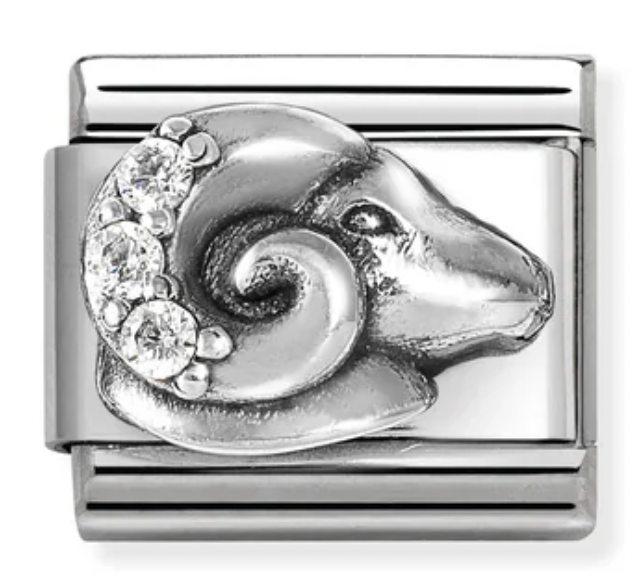 Zodiac - Aries with CZ Silver Charm