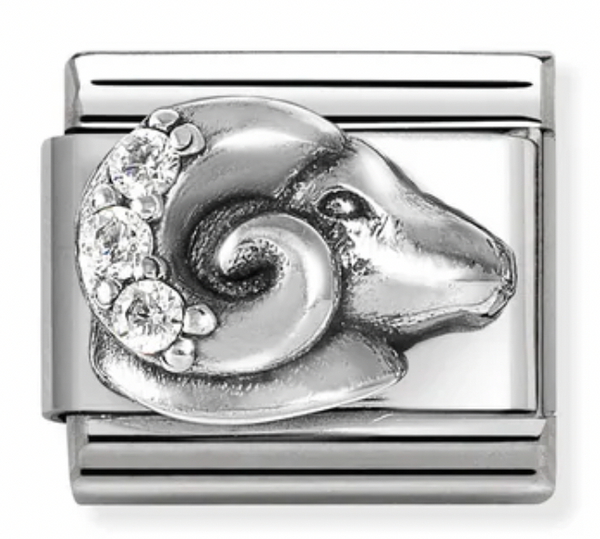 Zodiac - Aries with CZ Silver Charm