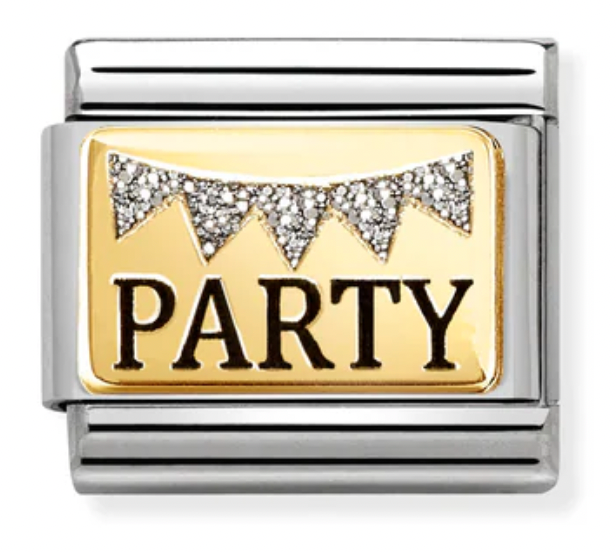 Occasions - Party with Glitter Bunting Gold Charm