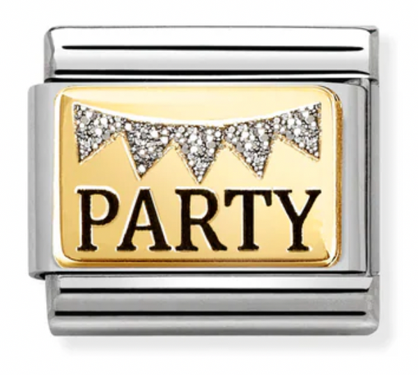Occasions - Party with Glitter Bunting Gold Charm