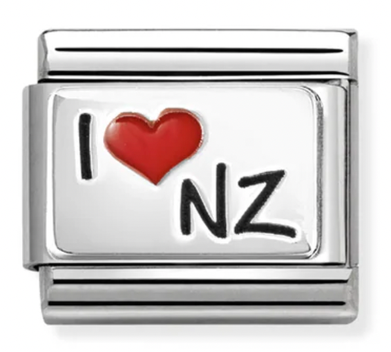 Travel - I Love NZ with Red Heart Silver Charm