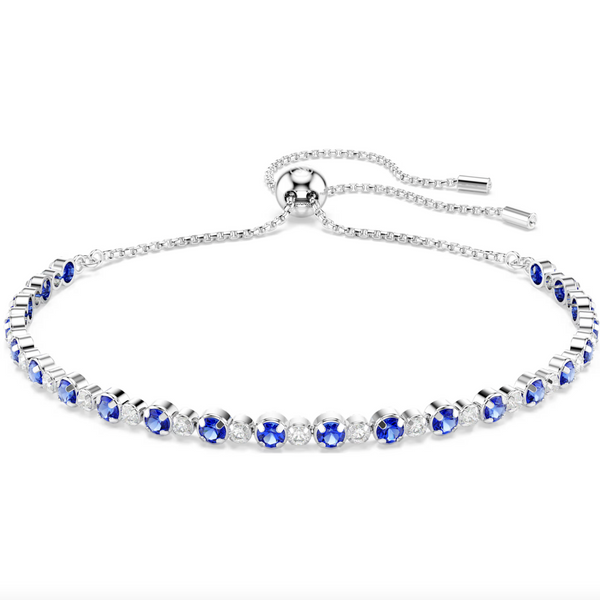 Matrix Blue Mixed Round Cuts Silver Tennis Bracelet