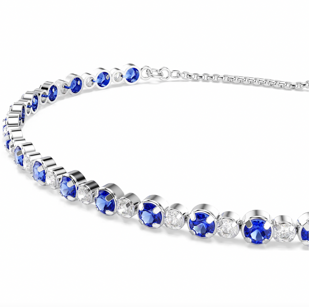 Matrix Blue Mixed Round Cuts Silver Tennis Bracelet
