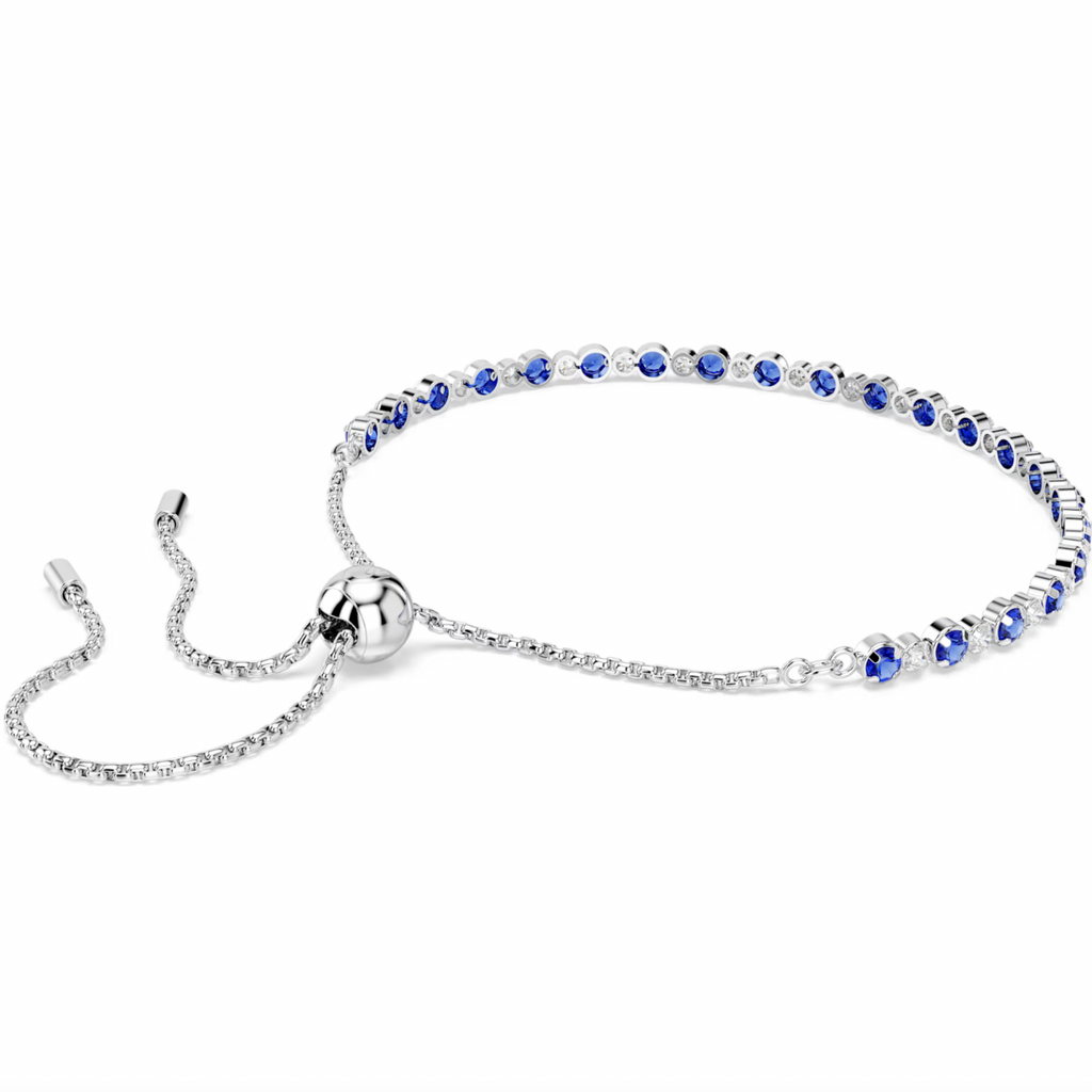 Matrix Blue Mixed Round Cuts Silver Tennis Bracelet