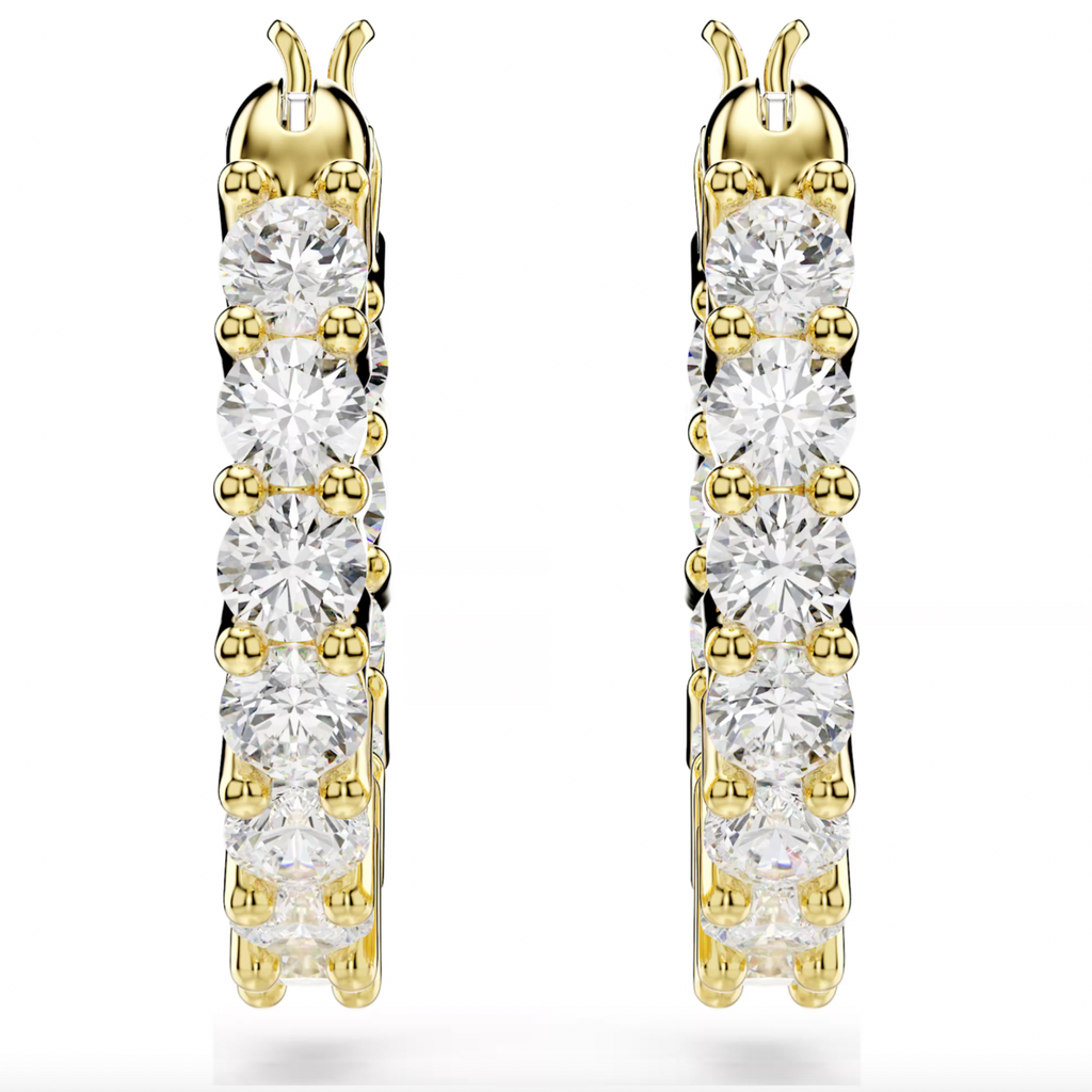 Matrix Vittore: White Round Cut Crysal Hoop Earrings - 2 Colours