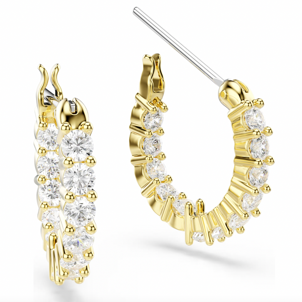 Matrix Vittore: White Round Cut Crysal Hoop Earrings - 2 Colours
