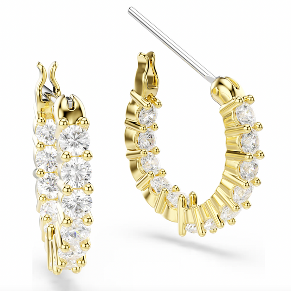 Matrix Vittore: White Round Cut Crysal Hoop Earrings - 2 Colours