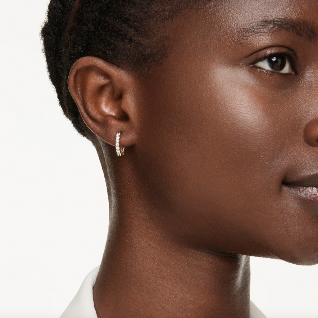 Matrix Vittore: White Round Cut Crysal Hoop Earrings - 2 Colours