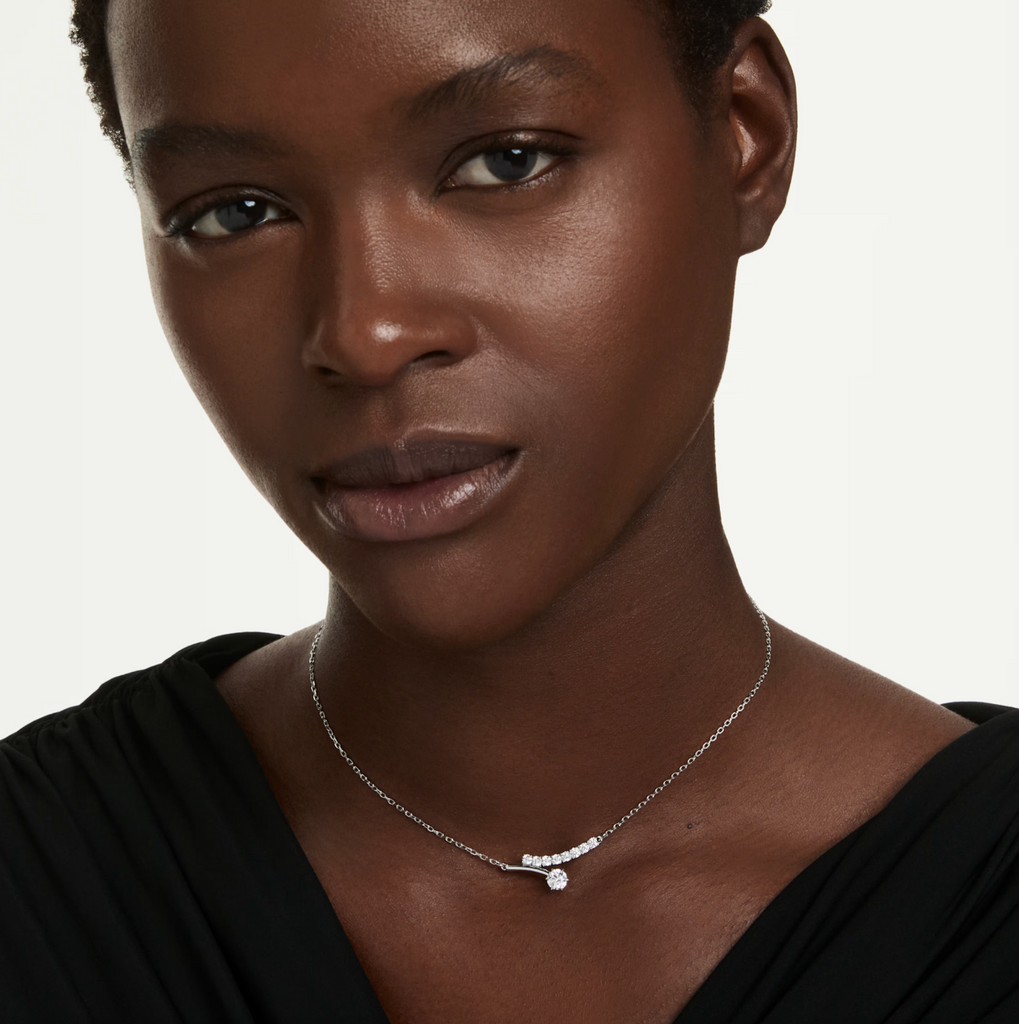 Matrix: White Round Cuts Crystals Necklace - 2 Colour