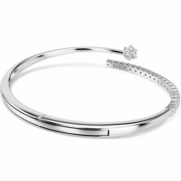 Matrix: White Round Cuts Crystal Silver Bangle - 2 Sizes