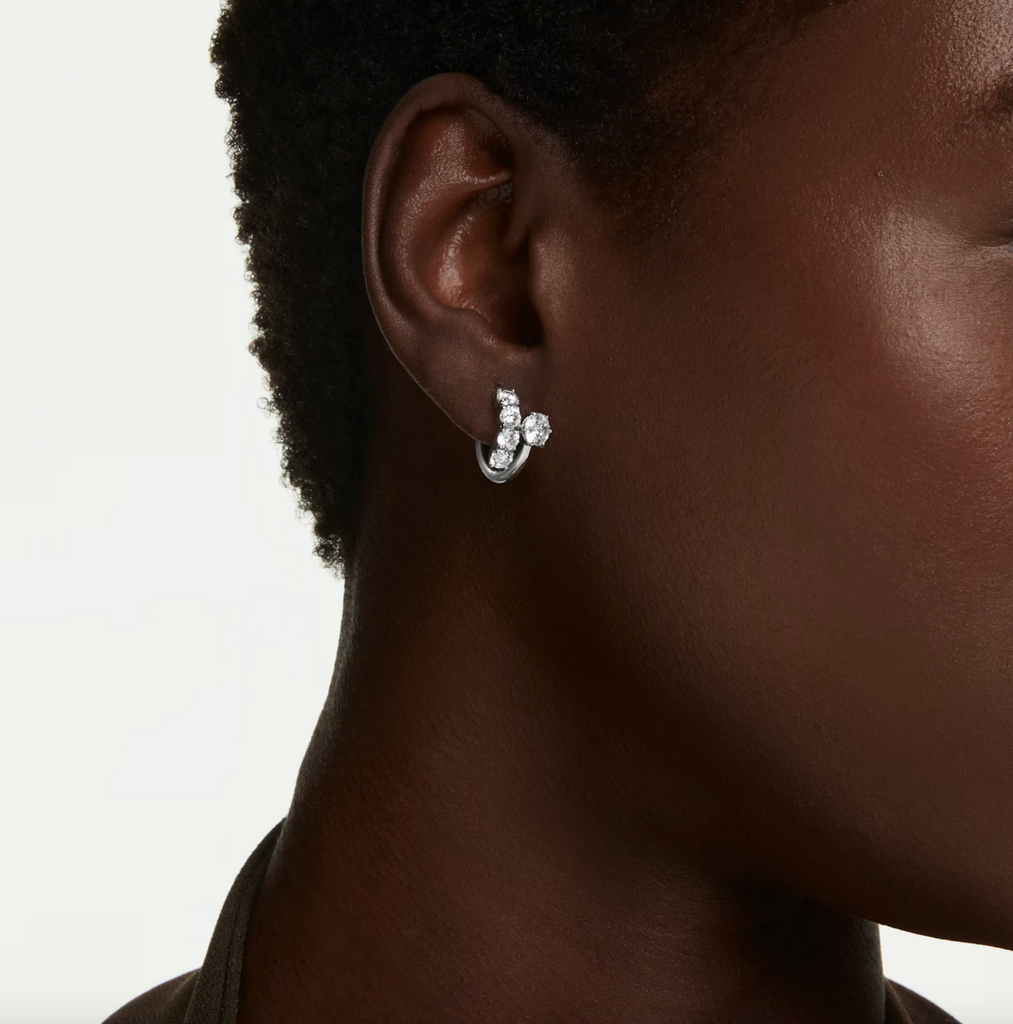 Matrix: White Round Cuts Crystal Hoop Earrings