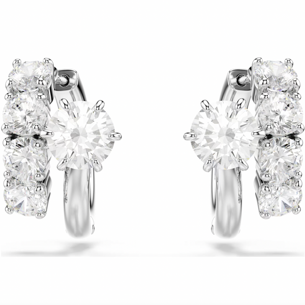 Matrix: White Round Cuts Crystal Hoop Earrings