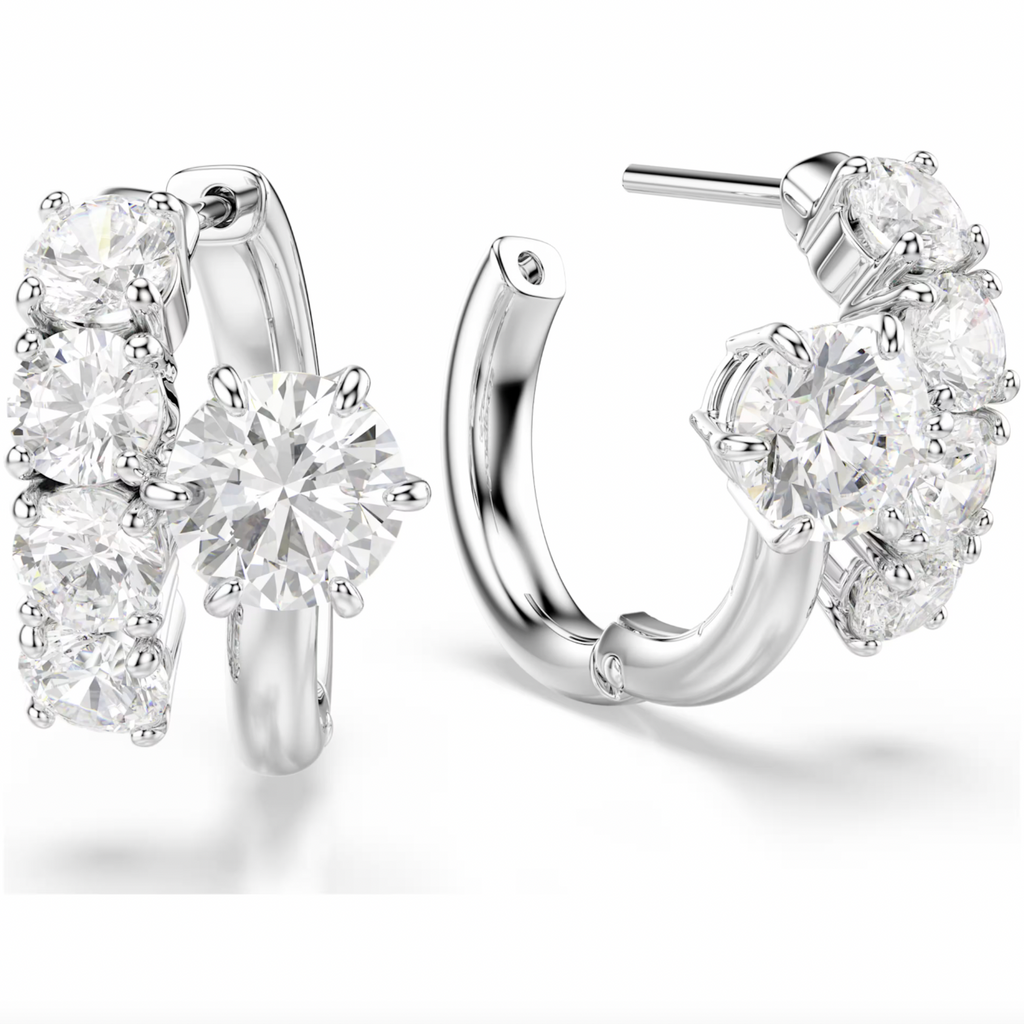 Matrix: White Round Cuts Crystal Hoop Earrings