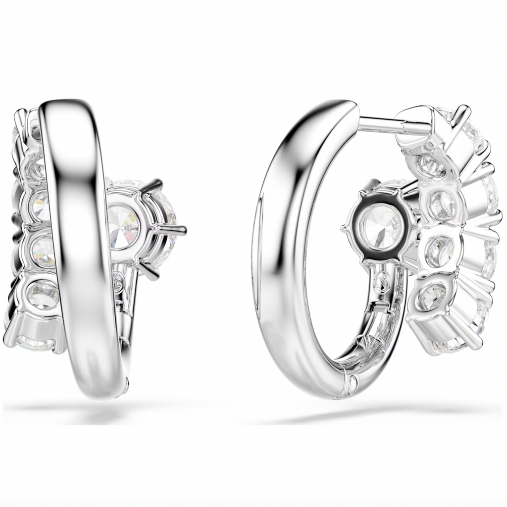 Matrix: White Round Cuts Crystal Hoop Earrings