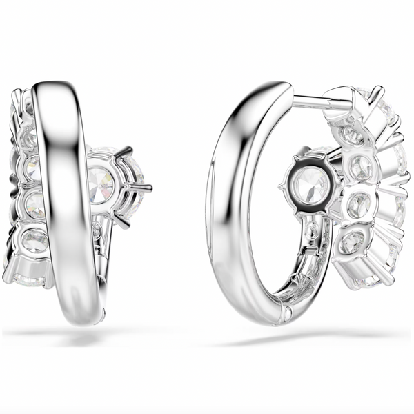 Matrix: White Round Cuts Crystal Hoop Earrings