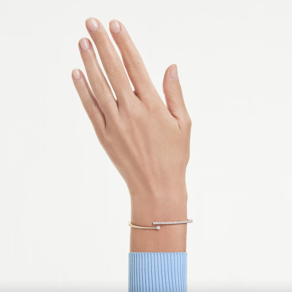 Matrix: White Round Cuts Crystal Rosegold Bangle - 2 Sizes