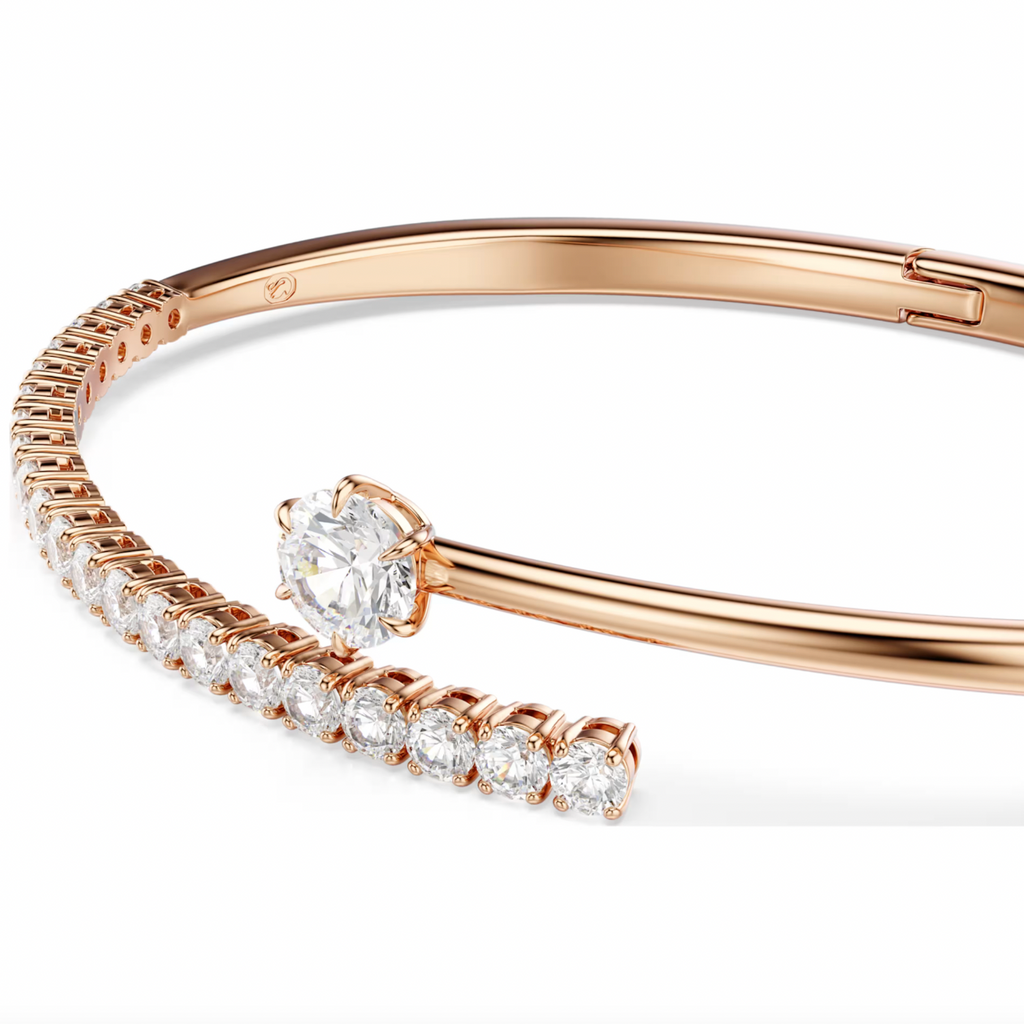 Matrix: White Round Cuts Crystal Rosegold Bangle - 2 Sizes