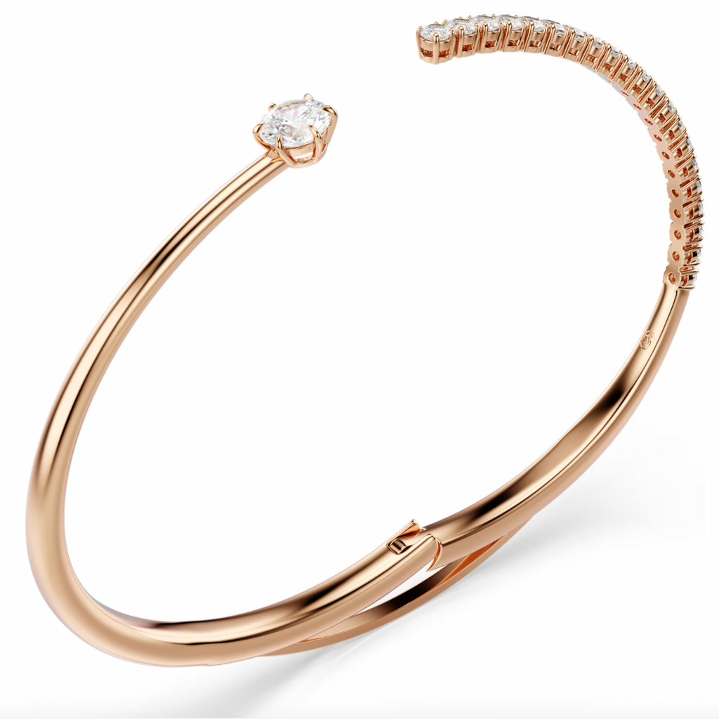 Matrix: White Round Cuts Crystal Rosegold Bangle - 2 Sizes