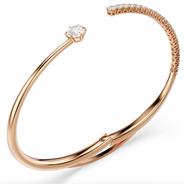 Matrix: White Round Cuts Crystal Rosegold Bangle - 2 Sizes