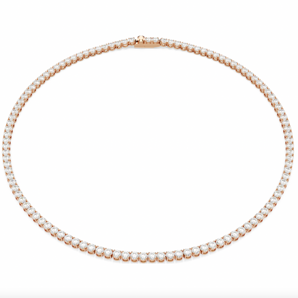 Matrix: White Round Cuts Crystal Rosegold Tennis Necklace
