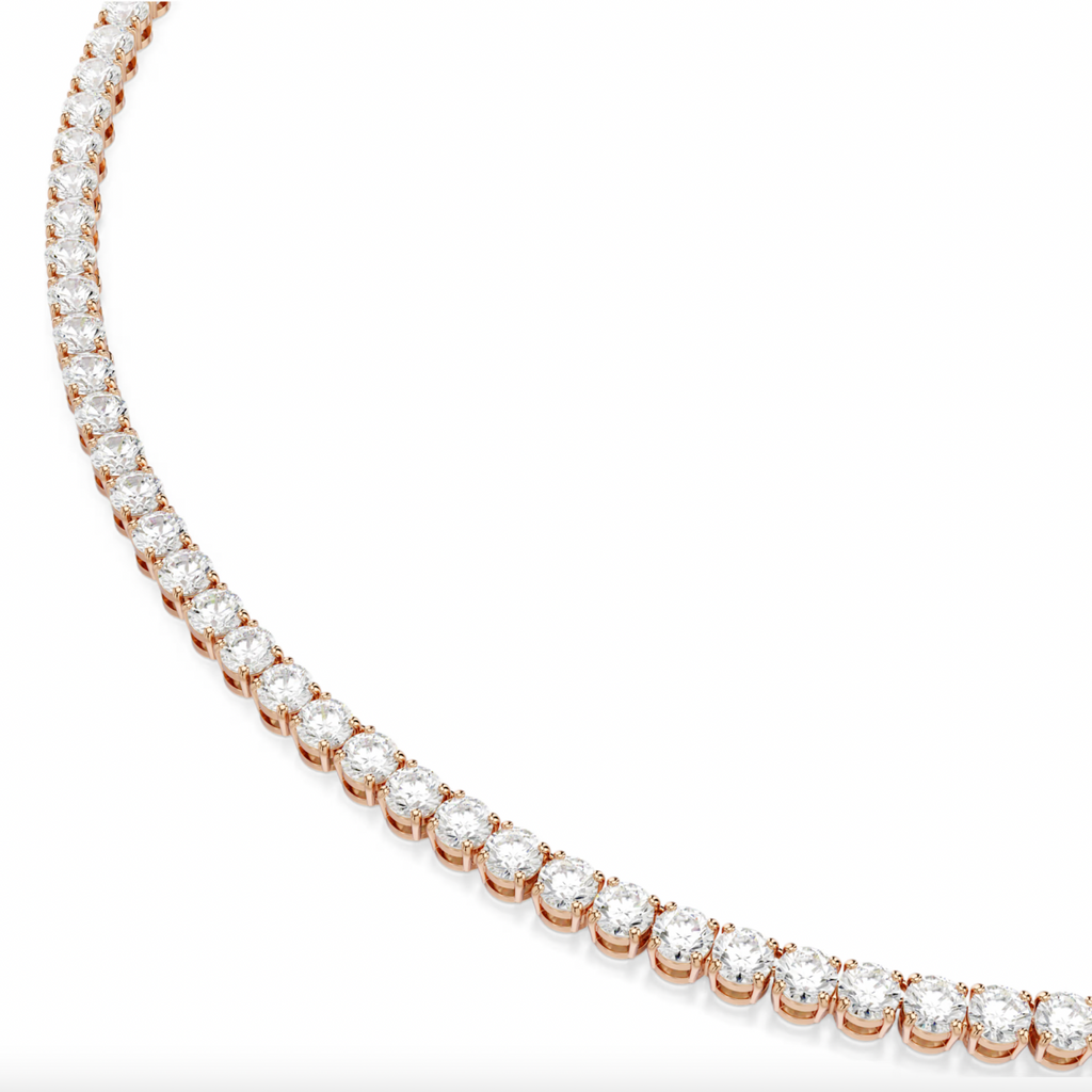 Matrix: White Round Cuts Crystal Rosegold Tennis Necklace