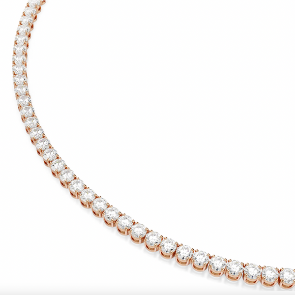 Matrix: White Round Cuts Crystal Rosegold Tennis Necklace