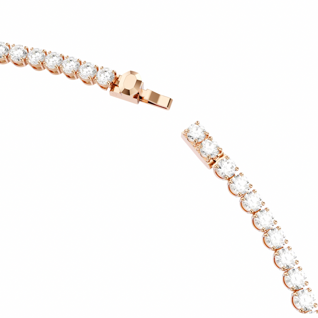 Matrix: White Round Cuts Crystal Rosegold Tennis Necklace