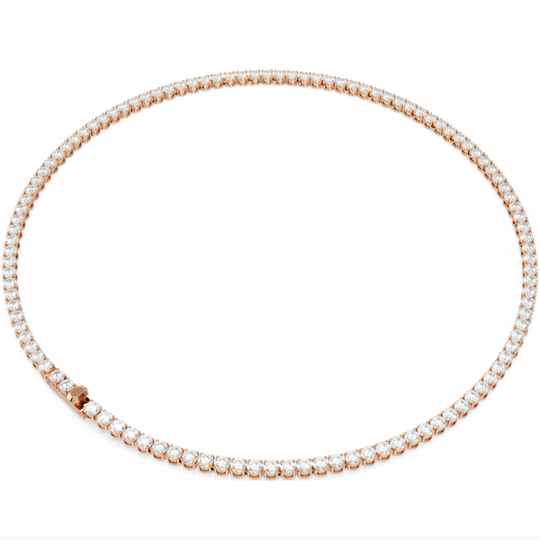 Matrix: White Round Cuts Crystal Rosegold Tennis Necklace