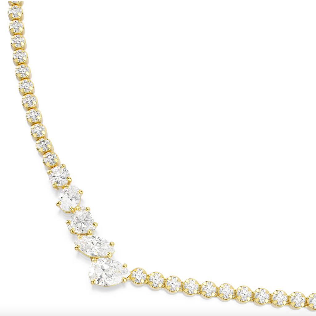 Mesmera: White Mixed Cut Crystals Gold Necklace