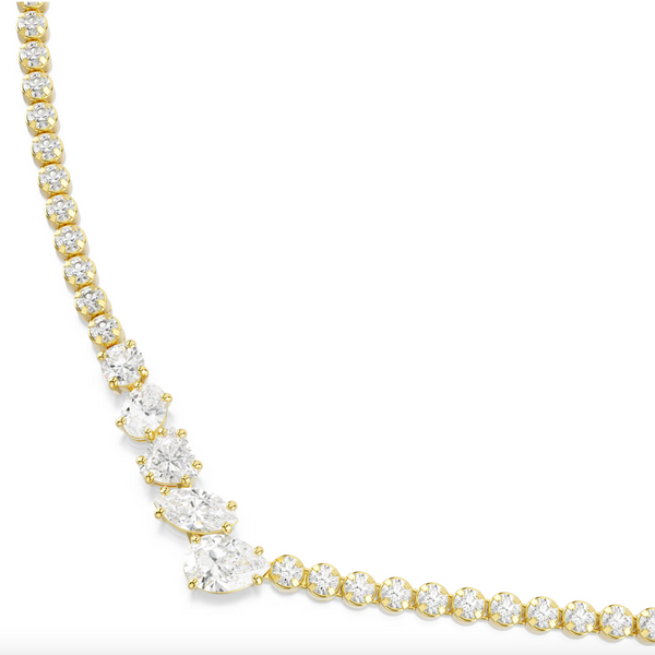 Mesmera: White Mixed Cut Crystals Gold Necklace
