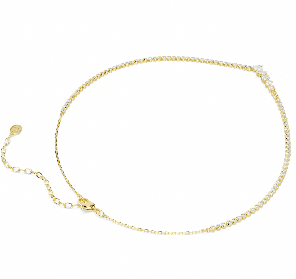 Mesmera: White Mixed Cut Crystals Gold Necklace