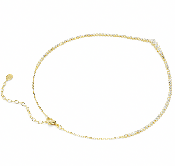 Mesmera: White Mixed Cut Crystals Gold Necklace