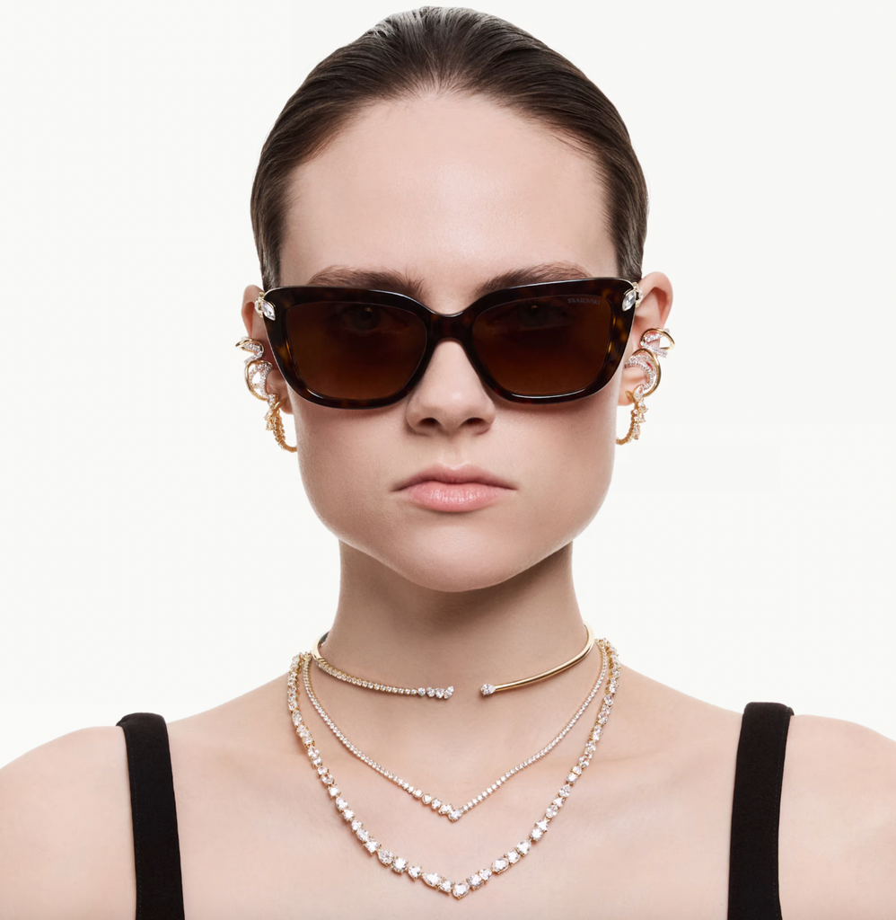 Mesmera: White Mixed Cut Crystals Gold Necklace