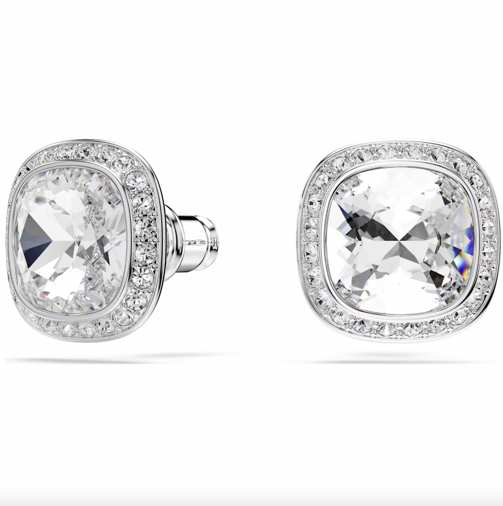 Una Angelic: White Cushion Cut Crystal Silver Set (Earring & Pendant)