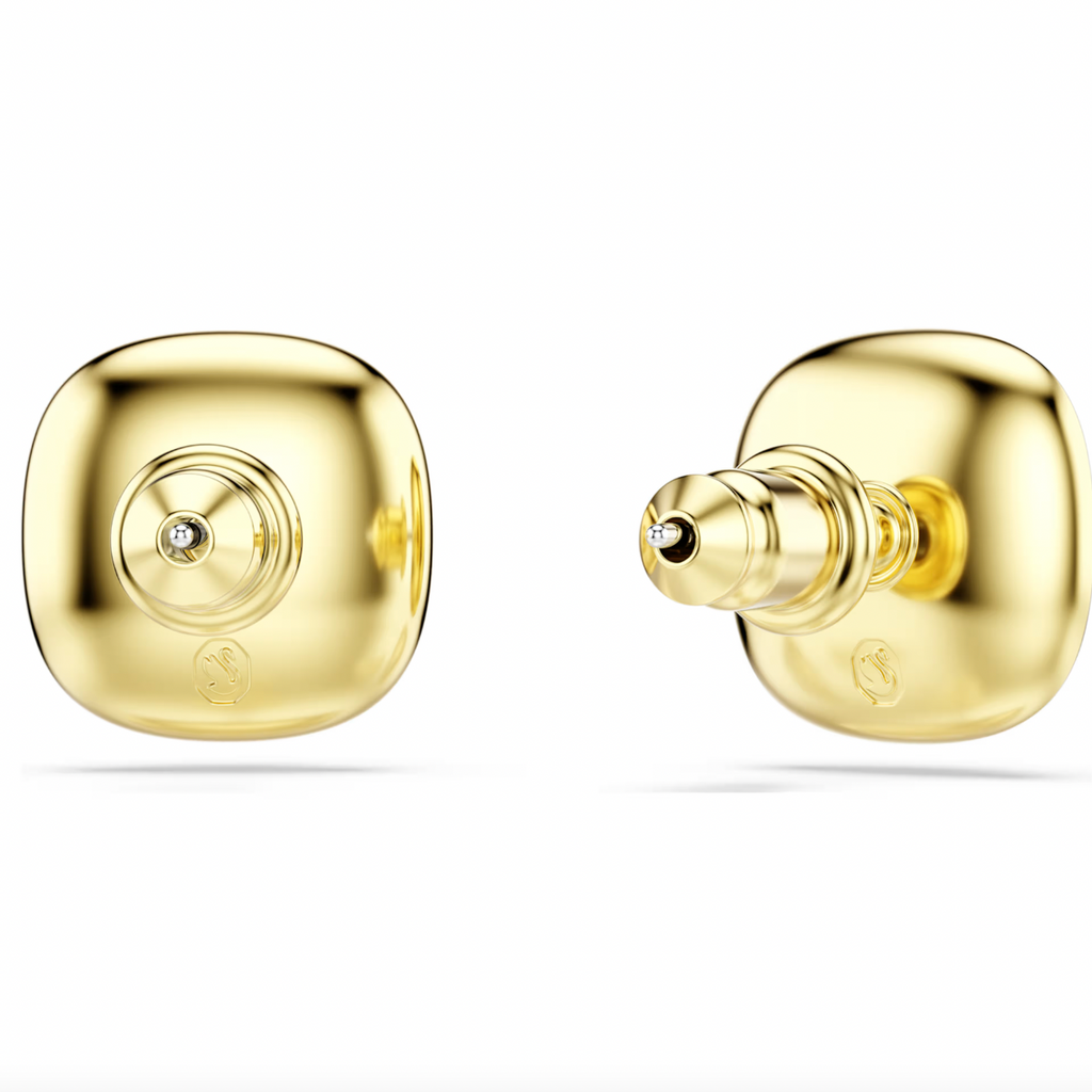 Una Angelic: White Cushion Cut Crystal Gold Stud Earrings