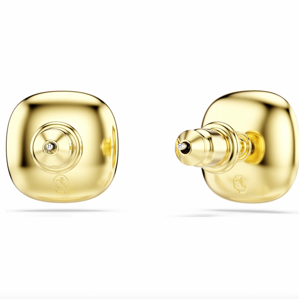 Una Angelic: White Cushion Cut Crystal Gold Stud Earrings