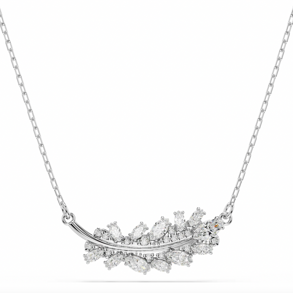 Vienna: Mixed White Cuts Feather Silver Pendant