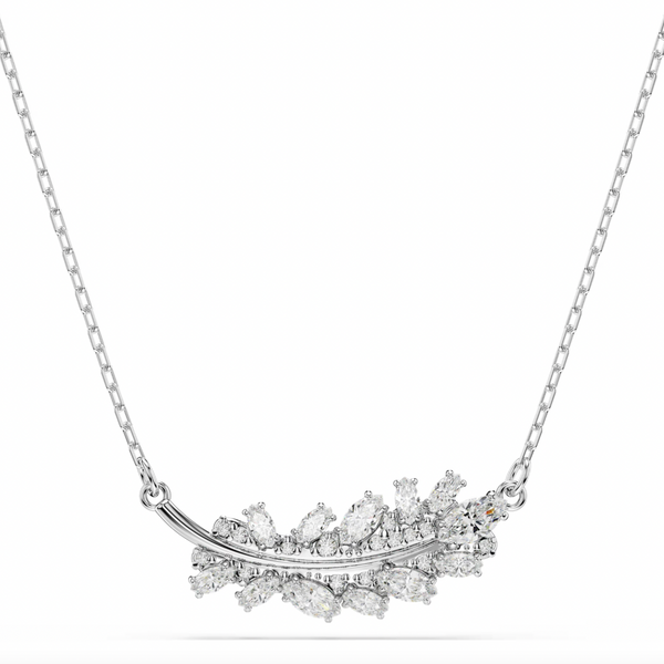 Vienna: Mixed White Cuts Feather Silver Pendant