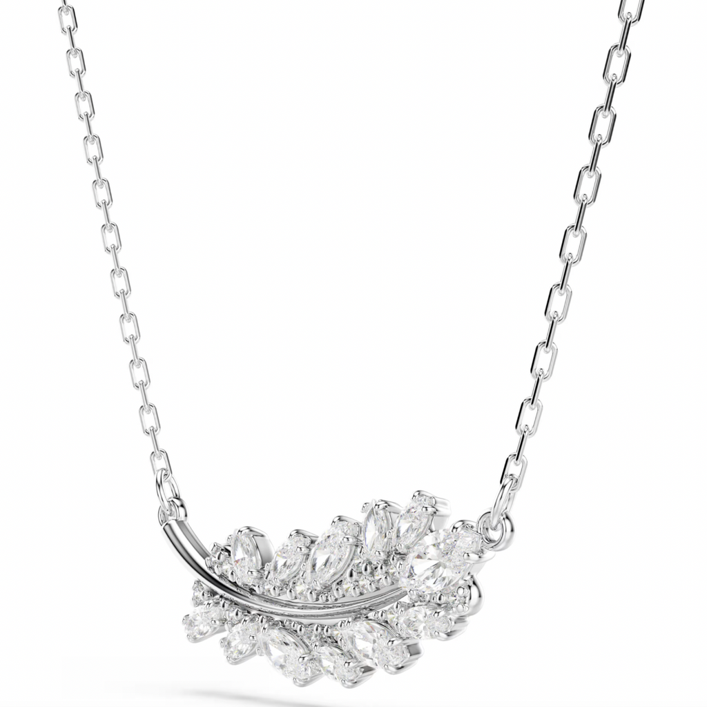 Vienna: Mixed White Cuts Feather Silver Pendant