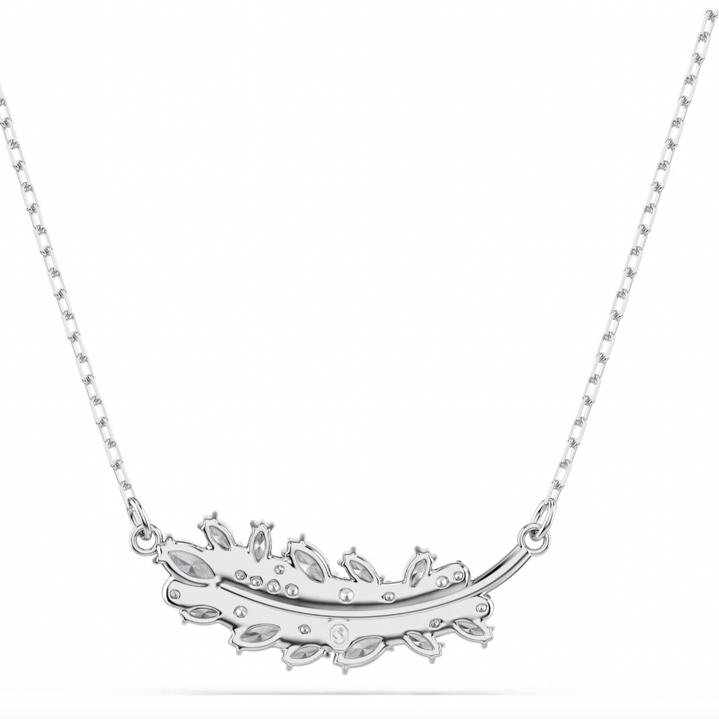 Vienna: Mixed White Cuts Feather Silver Pendant