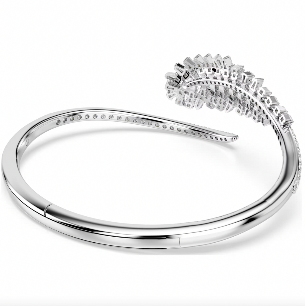 Vienna: Mixed White Cuts Feather Silver Bangle