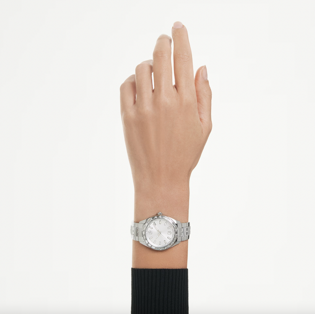 Matrix: Swiss Made Silver Metal Bracelet Date Watch