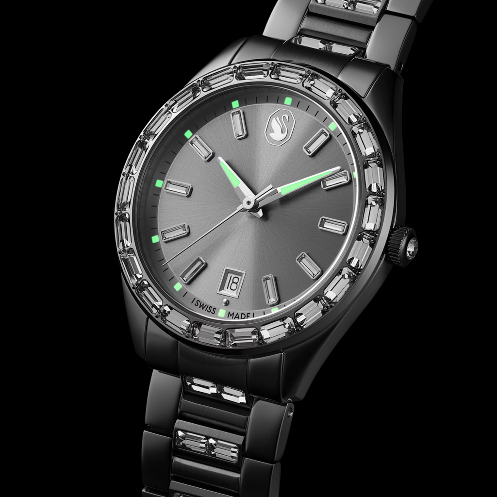 Matrix: Swiss Made Silver Metal Bracelet Date Watch