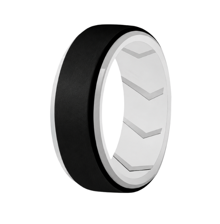 Silicone Ring - Black & White Double Coloured