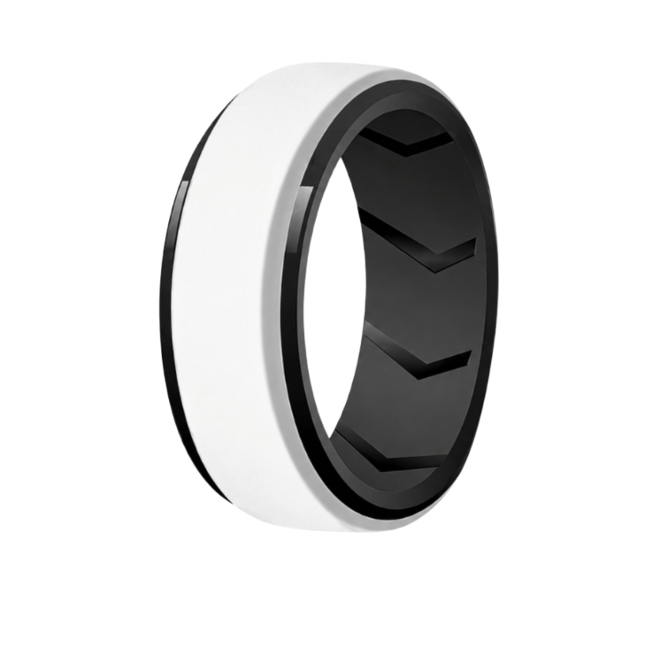Silicone Ring - White & Black Double Coloured