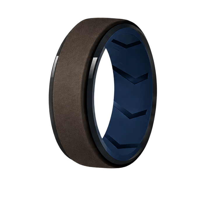 Silicone Ring - Navy & Bronze Double Coloured