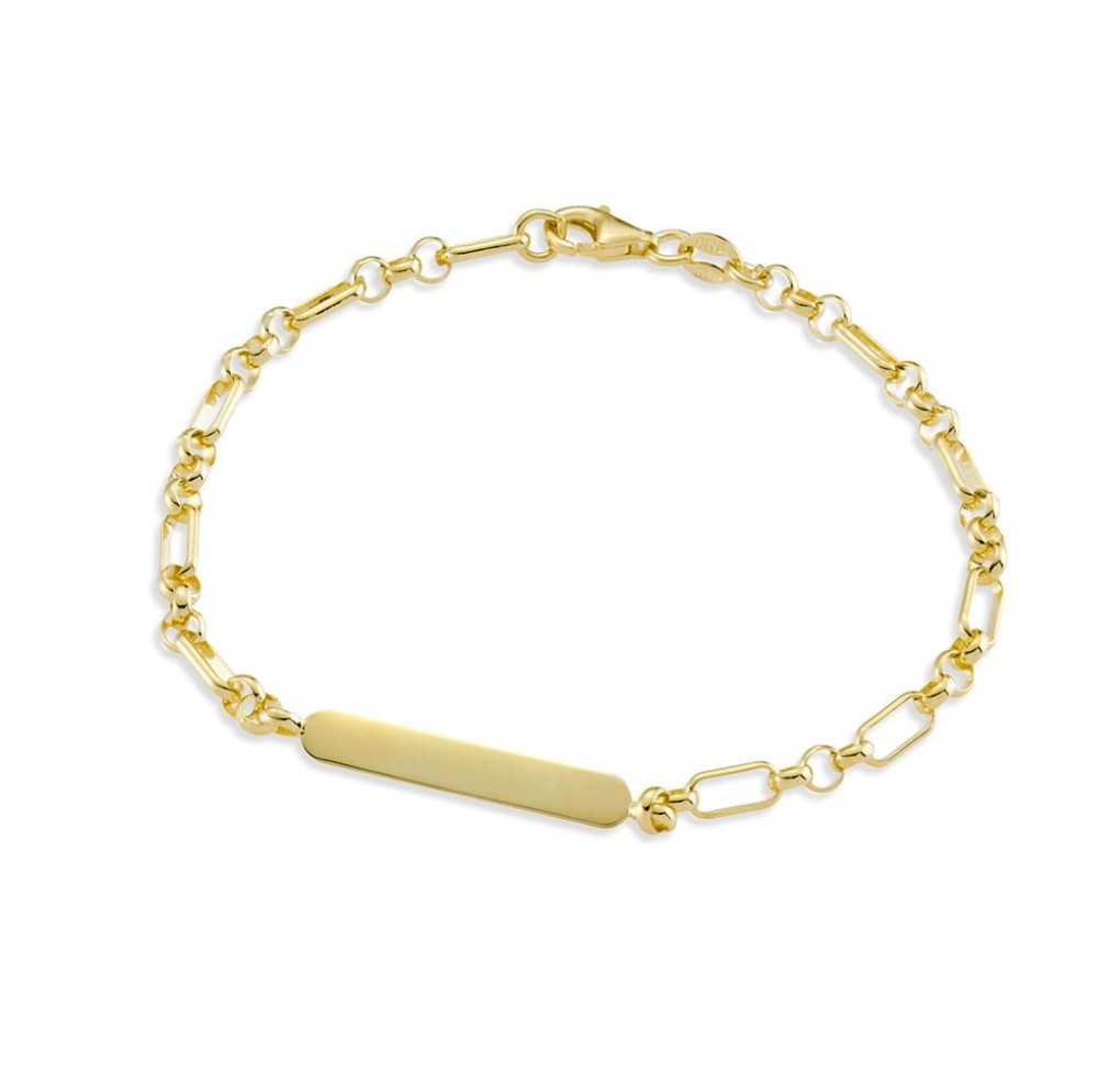 Mixed Link with Round Edged ID Plate Bracelet - 2 Colours